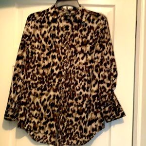 Style & Co Animal Print Blouse Petite Medium